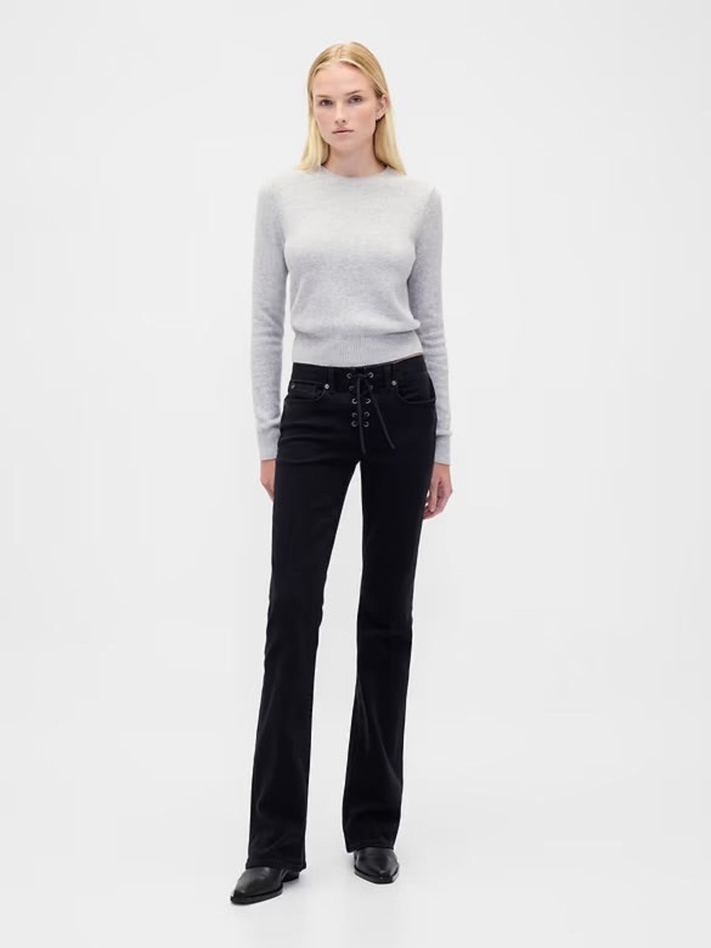 GAP Black Lace-Up Wide Leg Jeans